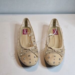 Pop Cardio Nude Ballet Flat Rhinestone Size 7.5